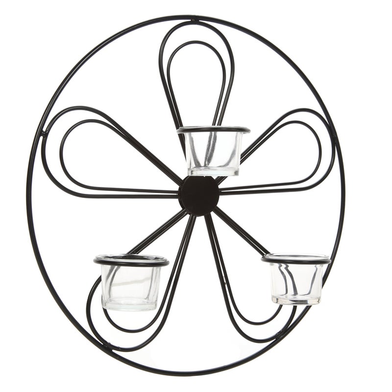 Hosley Large Floral Wall Sconce 13.5 Inch Diameter Tea Light Candle Holder LED Farmhouse Ideal Gift for Weddings, Special Occasions, and for Wall Decor, Home, Spa, Aromatherapy, Reiki. - Image 1