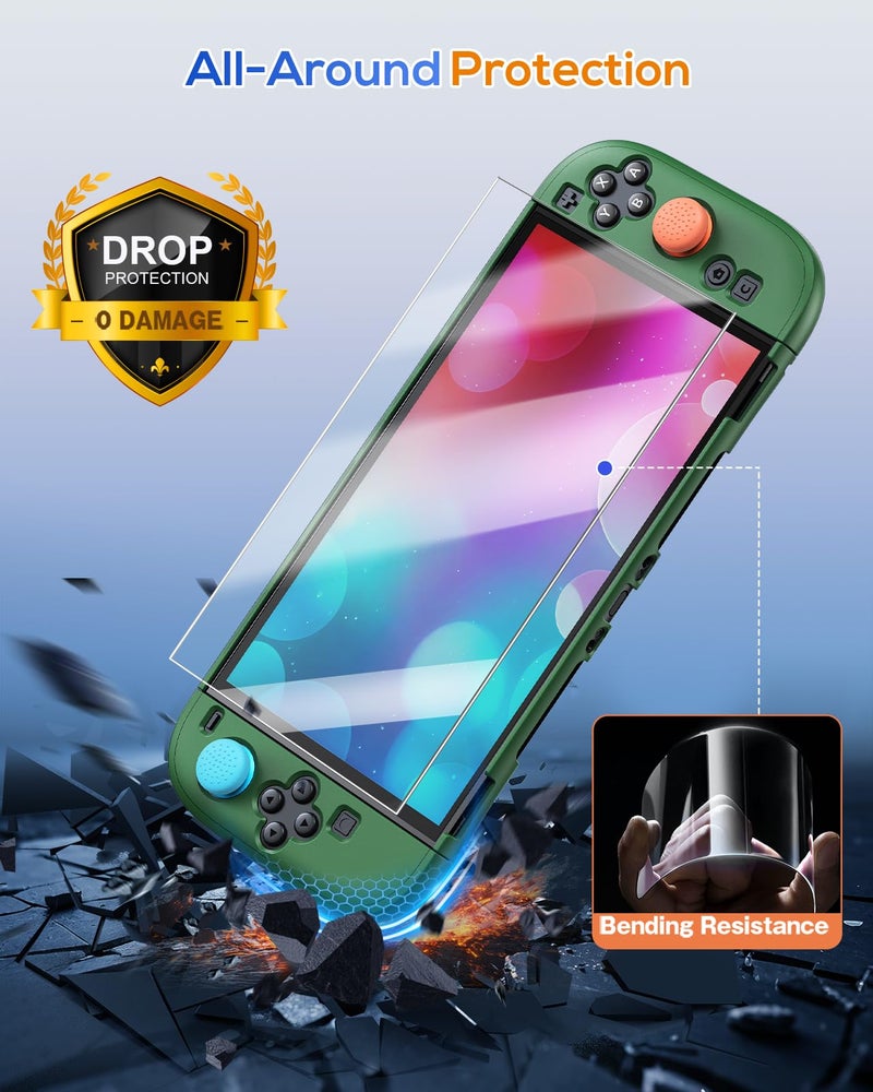 FYOUNG Upgrade Switch 2 Protective Case&Screen Protector Set, Dockable Cover Hard Shell for Nintendo Switch 2 2025 Console Accessories,Travel-Friendly,Kickstand Cutouts(Green, for Switch 2 7.9inch) - Image 5