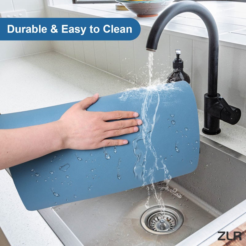 ZLR Coffee Bar Mat for Countertops (12" x 16", Small) â€“ Absorbent, Stain-Hiding Dish Drying Mat for Espresso Machines & Coffee Makers â€“ Quick Dry Diatomite Core & Non-Slip Rubber Backing (Navy Blue) - Image 4