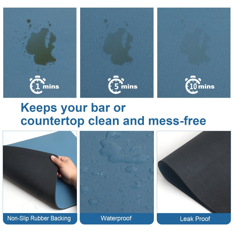 ZLR Coffee Bar Mat for Countertops (12" x 16", Small) â€“ Absorbent, Stain-Hiding Dish Drying Mat for Espresso Machines & Coffee Makers â€“ Quick Dry Diatomite Core & Non-Slip Rubber Backing (Navy Blue) - Image 2