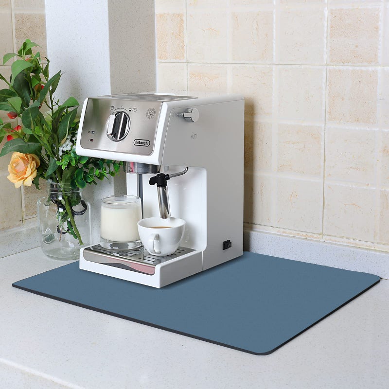 ZLR Coffee Bar Mat for Countertops (12" x 16", Small) â€“ Absorbent, Stain-Hiding Dish Drying Mat for Espresso Machines & Coffee Makers â€“ Quick Dry Diatomite Core & Non-Slip Rubber Backing (Navy Blue) - Image 1