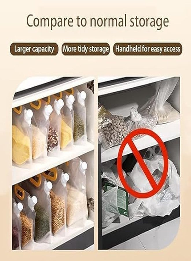 VIHANCO Kitchen Storage Bag Transparent Bags Stand Pouch Bags With Portable Handle For Long Term Food Storage Container Reusable Grain Moisture Proof Sealed Bag Grain Storage Tank (1.5L, PACK OF 4) - Image 3