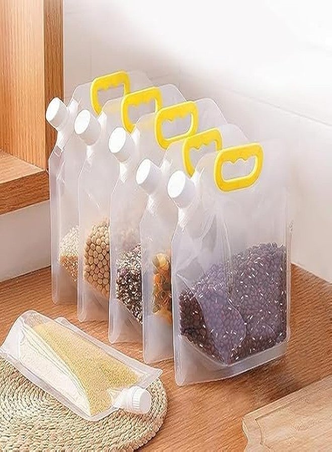 VIHANCO Kitchen Storage Bag Transparent Bags Stand Pouch Bags With Portable Handle For Long Term Food Storage Container Reusable Grain Moisture Proof Sealed Bag Grain Storage Tank (1.5L, PACK OF 4) - Image 1