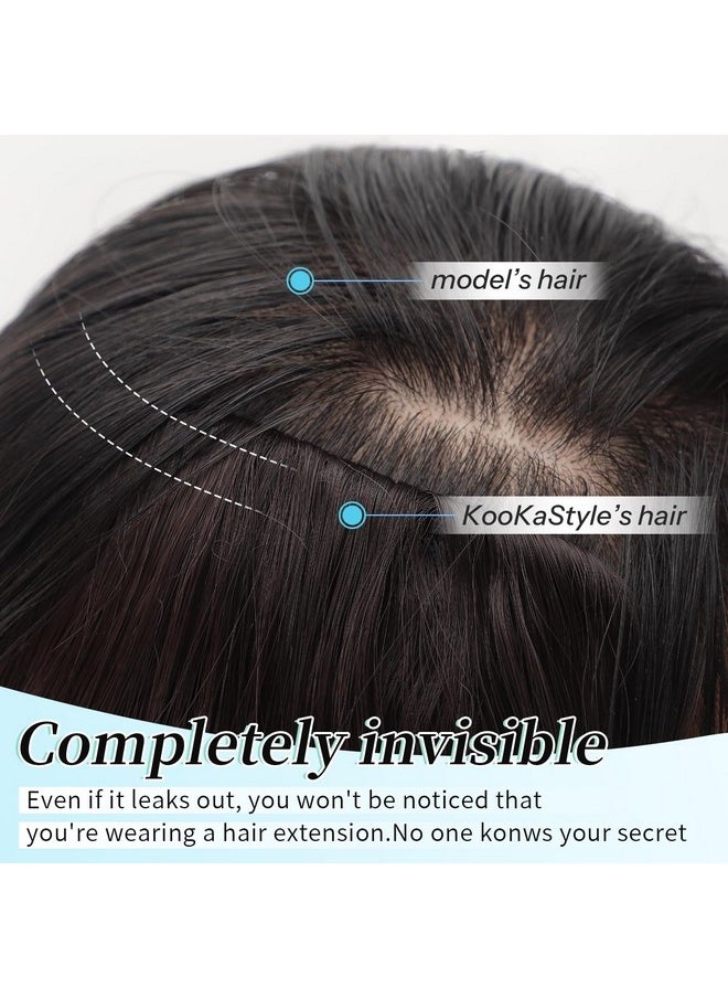 KooKaStyle - Hair Extensions 5Pcs Long Wavy Upgrate Invisible Full Coverage Edges Seamless Clip In Extensions For Women 20 Inch Dark Brown Synthetic Natural Hairpieces - Image 1