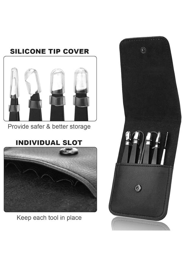 MAYKI Eyebrow Tweezers Set 6 PCS Professional Stainless Steel Eyebrow Tweezers Kit for WomenMen Great Precision Tweezers Set for EyebrowFacial Hair RemovalIngrown HairsSplinterTick Remover by MAYKI - Image 2