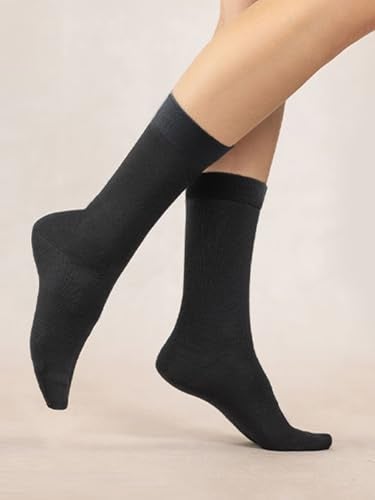 COTTON DAY Women's Soft Combed Cotton Dress Socks Seamless Toe (Black 6-9) - Image 4