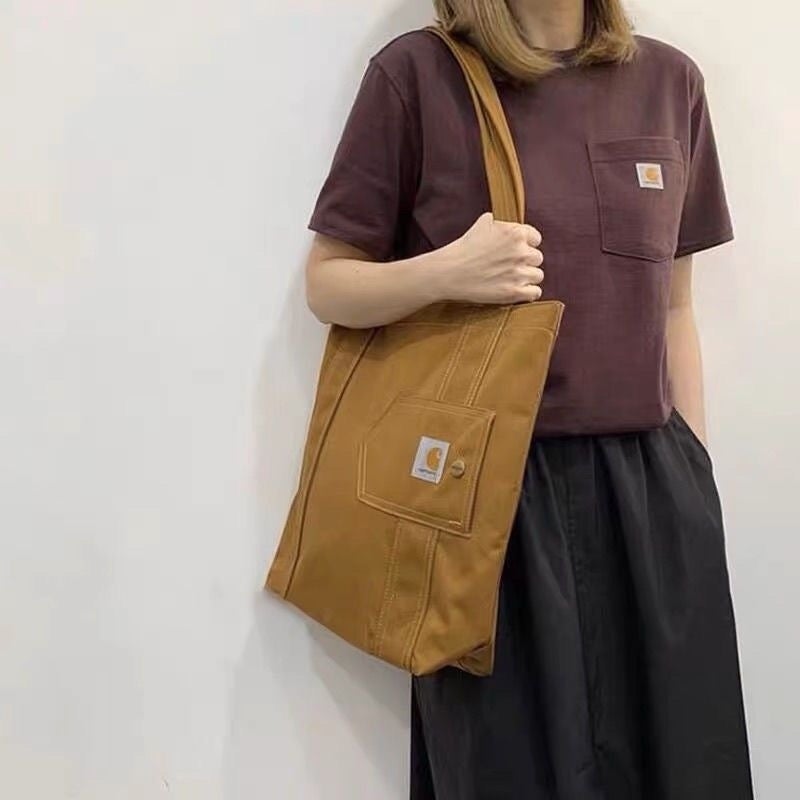 Simple Canvas Japanese Style Large Capacity Shoulder Casual New Style Student Class Travel Bag Women'S Single Shoulder Canvas Bag For Going Out - Image 4