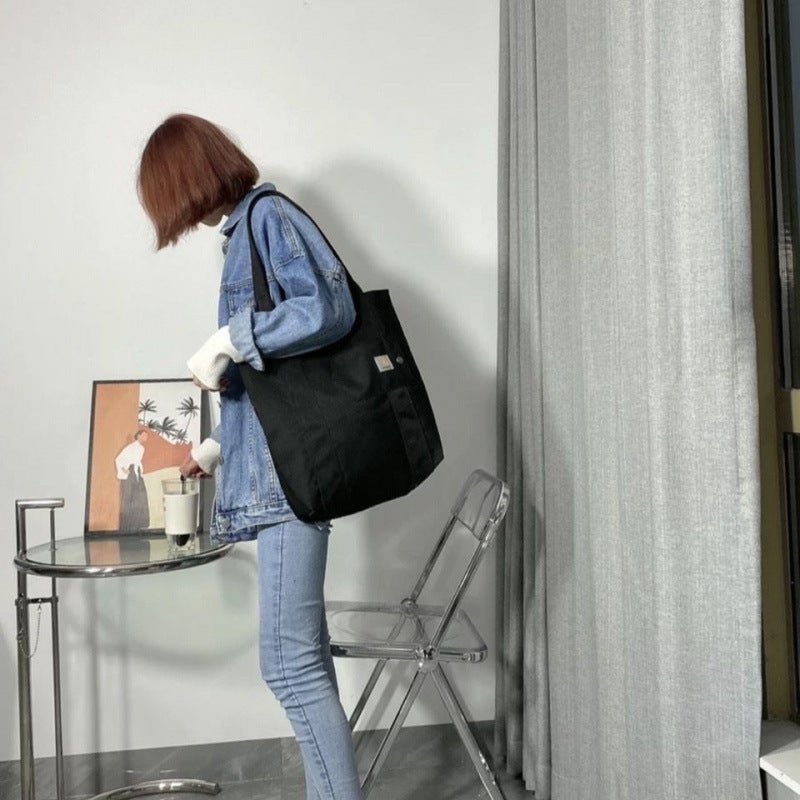 Simple Canvas Japanese Style Large Capacity Shoulder Casual New Style Student Class Travel Bag Women'S Single Shoulder Canvas Bag For Going Out - Image 3