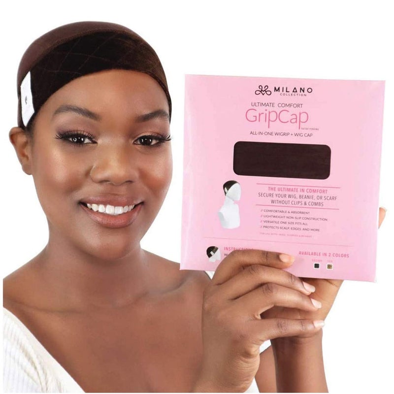 Milano Collection GripCap All in One WiGrip Comfort Band & Wig Cap in Brown - Image 1
