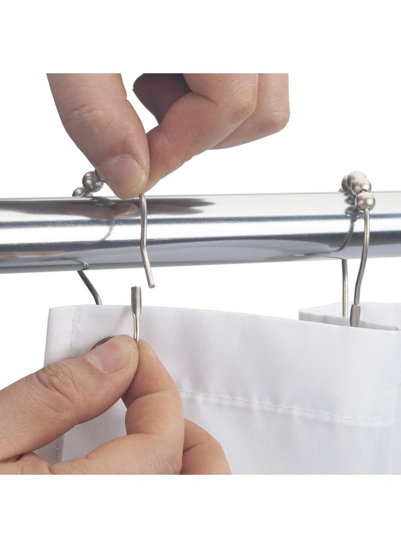 Shower Curtain Rings, Set of 12, Rust-Resistant Metal Shower Hooks Ring Shower Rings for Curtain Rolling Shower Curtain Hooks for Bathroom Shower Rod Shower Curtain Hangers - Image 4