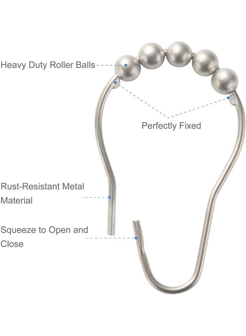 Shower Curtain Rings, Set of 12, Rust-Resistant Metal Shower Hooks Ring Shower Rings for Curtain Rolling Shower Curtain Hooks for Bathroom Shower Rod Shower Curtain Hangers - Image 3