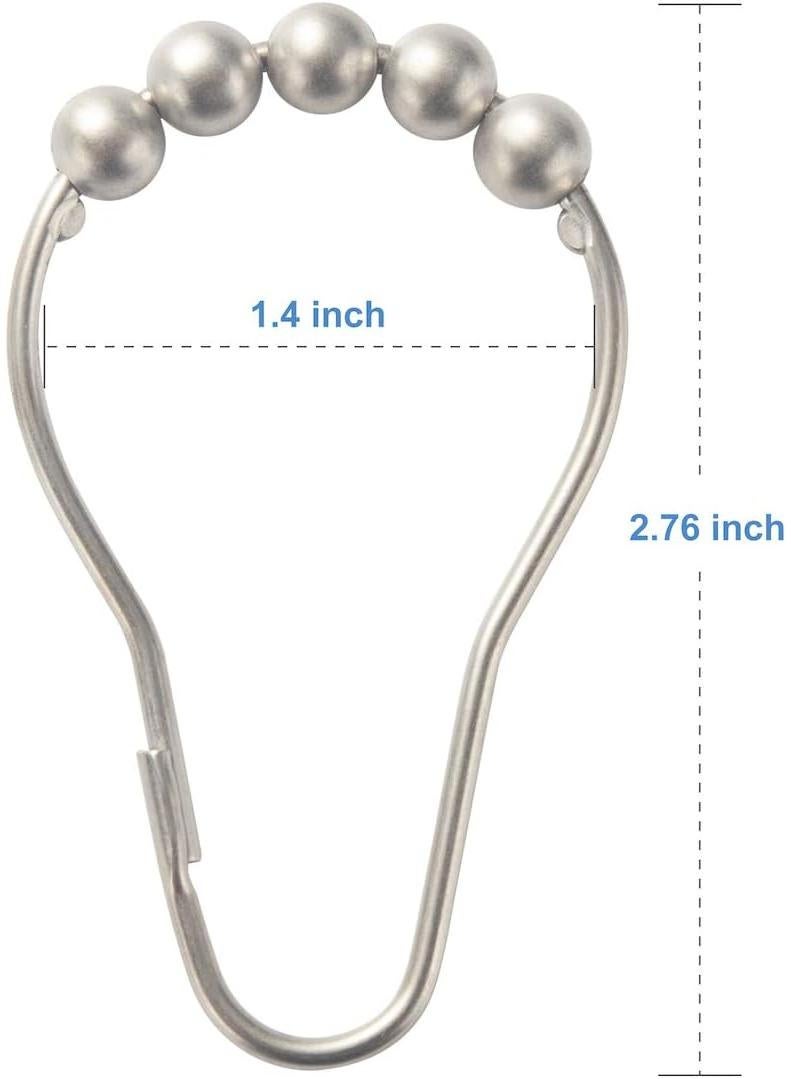 Shower Curtain Rings, Set of 12, Rust-Resistant Metal Shower Hooks Ring Shower Rings for Curtain Rolling Shower Curtain Hooks for Bathroom Shower Rod Shower Curtain Hangers - Image 2