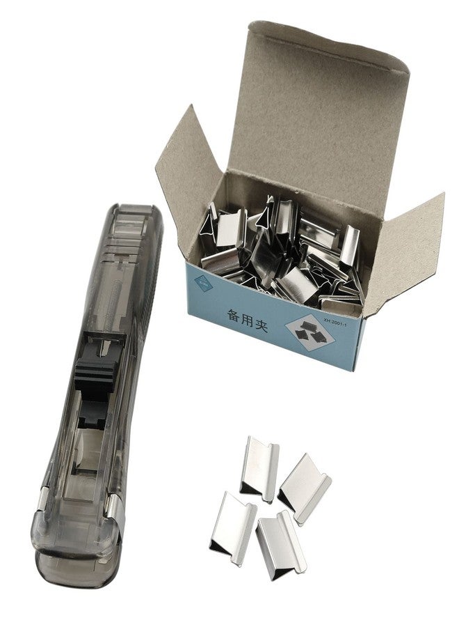 ZYAMY Portable Paper Clam Clip Dispenser with 50pcs Stainless Steel Metal Refill Clips for Office Home School Teacher Gifts, Black, 40 Sheets Capacity - Image 1
