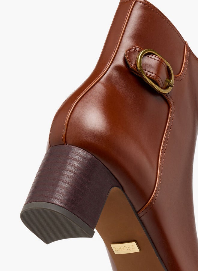 Celeste Women's Buckle Accent Ankle Boots with Block Heels and Zip Closure - Image 5