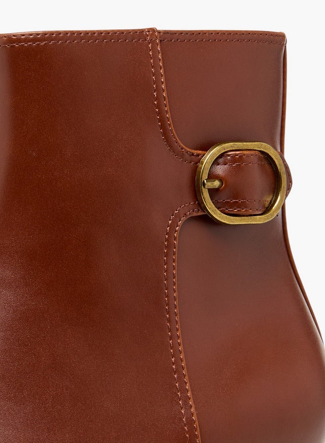 Celeste Women's Buckle Accent Ankle Boots with Block Heels and Zip Closure - Image 4