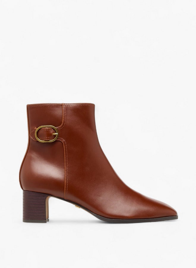 Celeste Women's Buckle Accent Ankle Boots with Block Heels and Zip Closure - Image 1