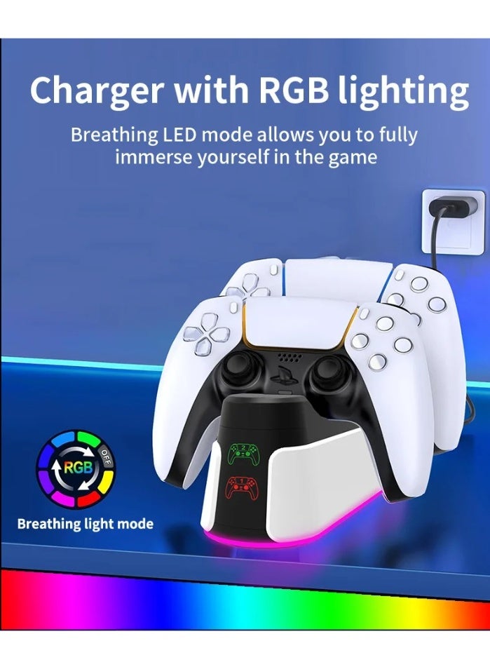 AGYAONE New Controller RGB Charging Station For PS5 Dual Fast Charger RGB Indicator Charging Stand Docking Station For PS5 Gamepad Type-C - Image 3