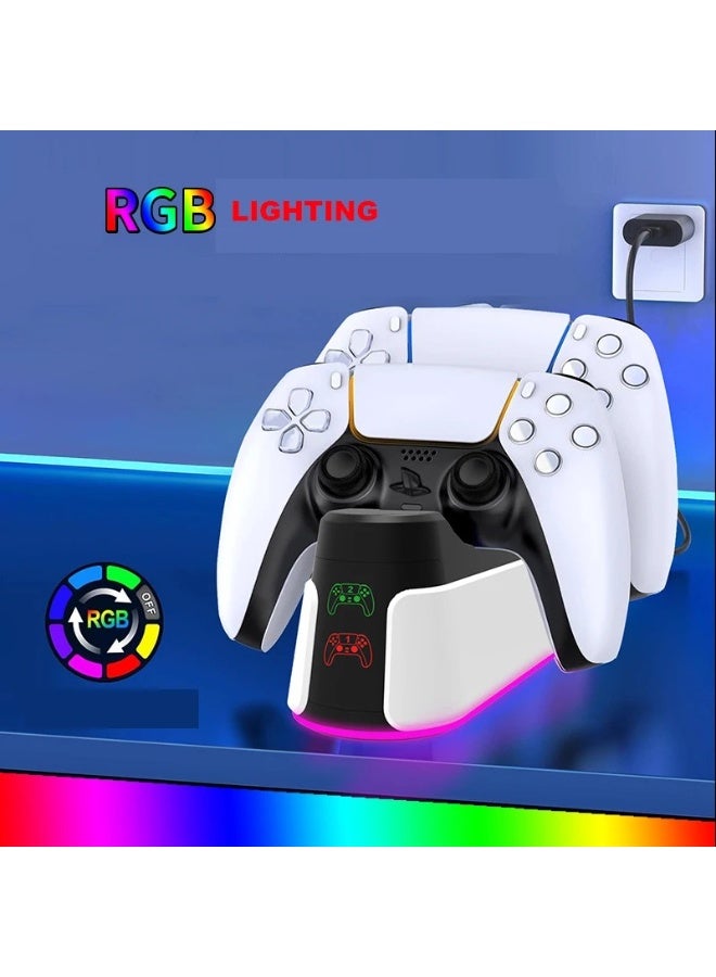AGYAONE New Controller RGB Charging Station For PS5 Dual Fast Charger RGB Indicator Charging Stand Docking Station For PS5 Gamepad Type-C - Image 1