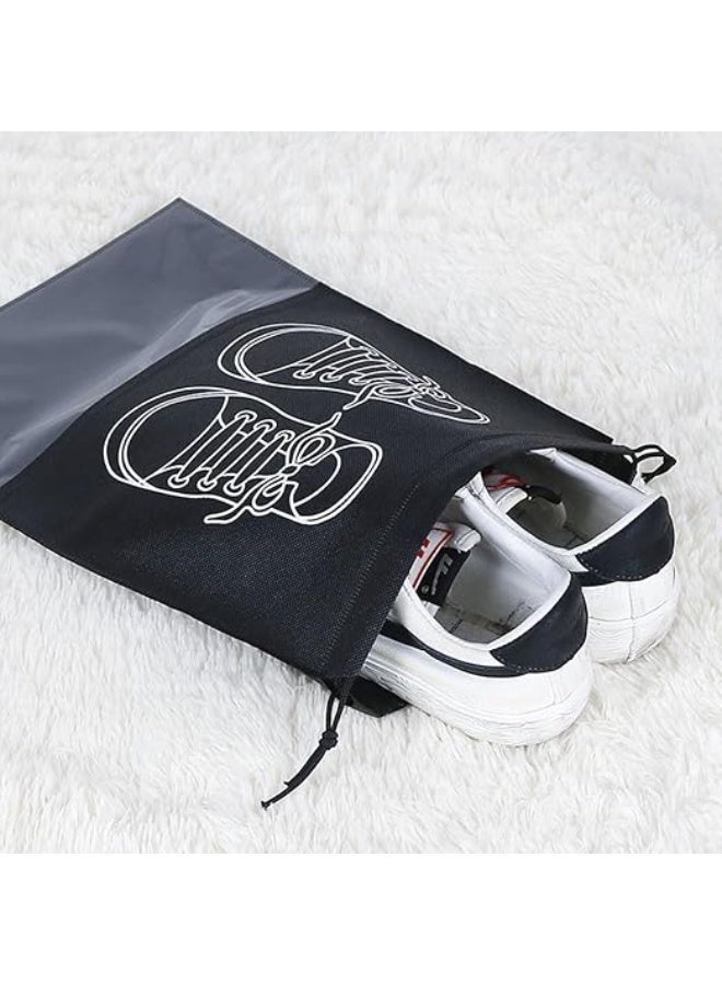 مجموعة من 5 حقائب أحذية للسفر مع نافذة شفافة ورباط، مقاومة للغبار، مصنوعة من قماش غير منسوج، مثالية للاستخدام اليومي والسفر، بألوان متنوعة. - Image 5