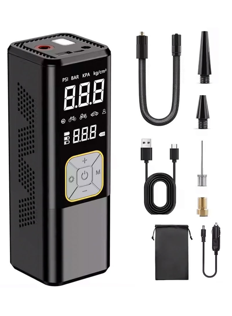 Generic Multi-Purpose Car Tire Inflator with Power Bank & Rechargeable Flashlight – High Pressure, Wireless, Auto Pressure Detection - Image 1