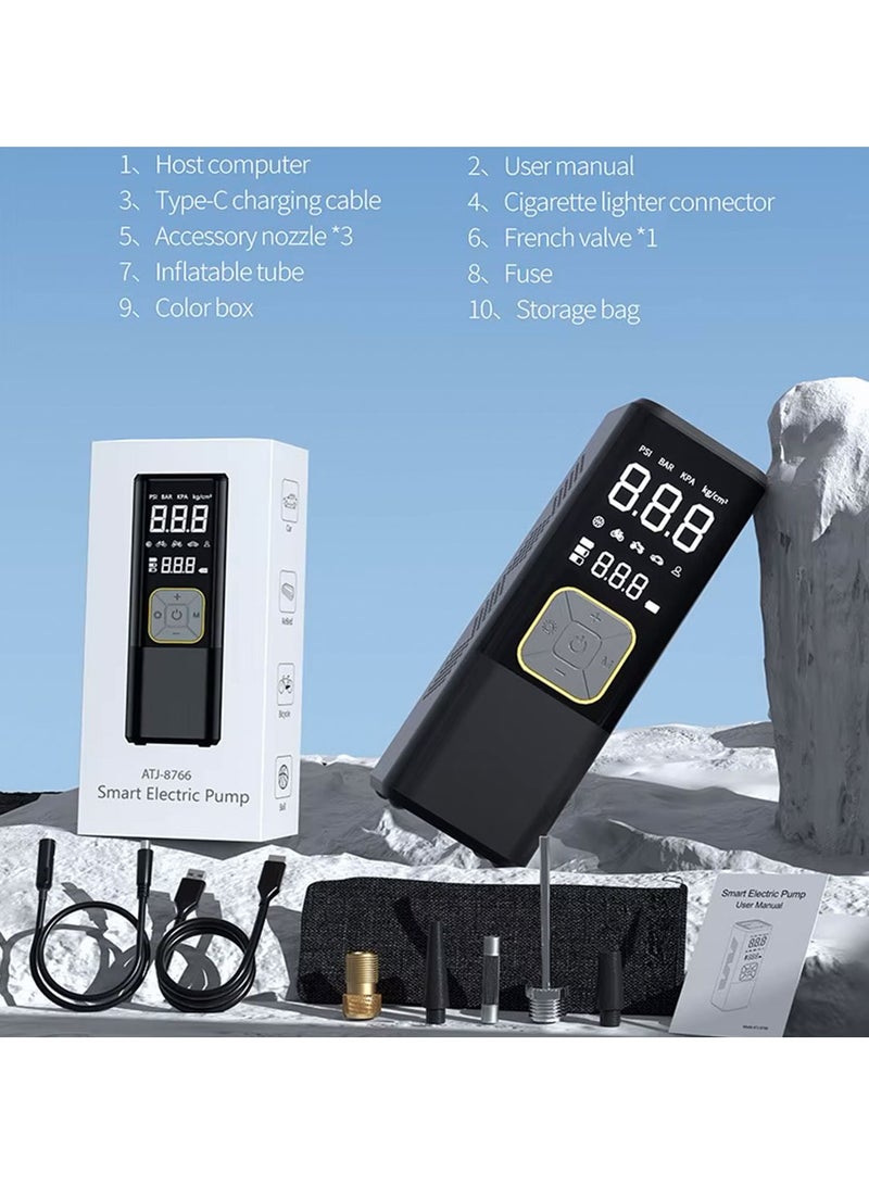 Generic Multi-Purpose Car Tire Inflator with Power Bank & Rechargeable Flashlight – High Pressure, Wireless, Auto Pressure Detection - Image 4