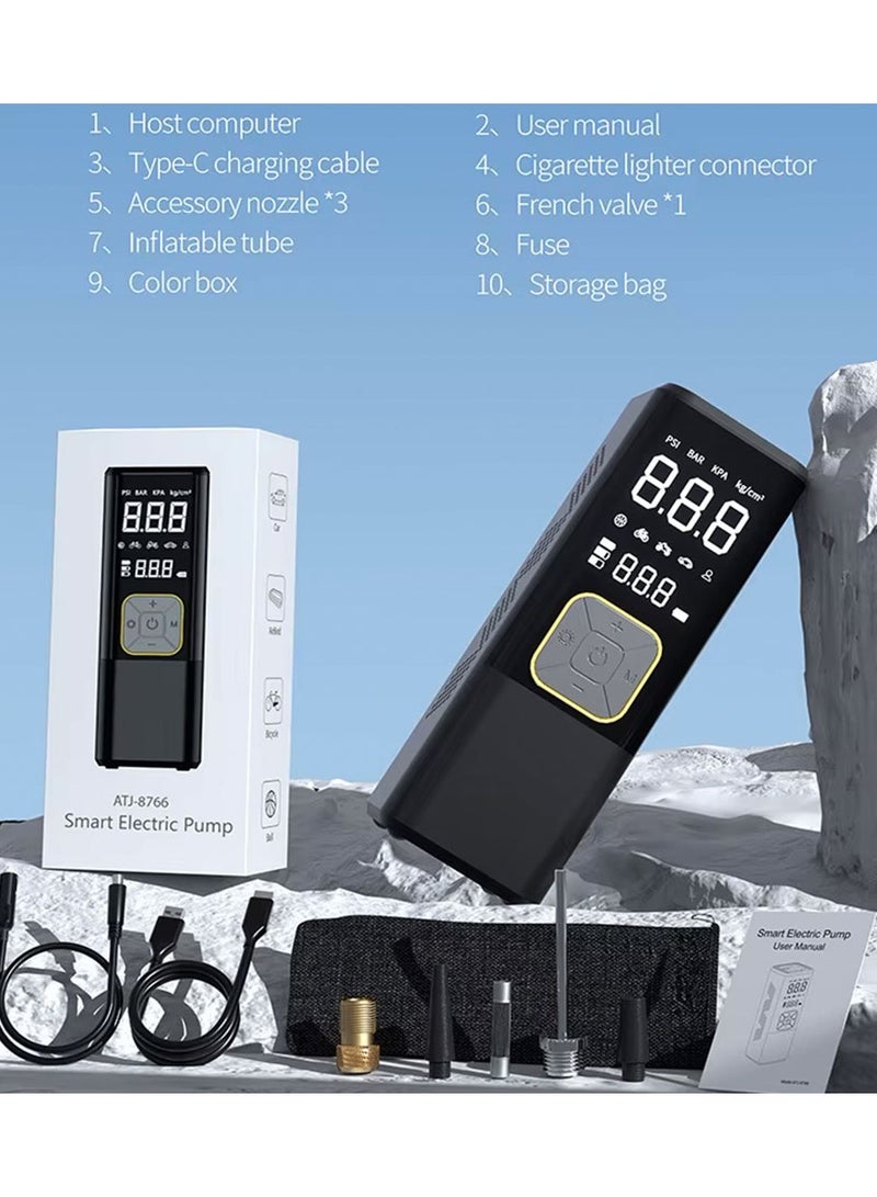 Generic Multi-Purpose Car Tire Inflator with Power Bank & Rechargeable Flashlight – High Pressure, Wireless, Auto Pressure Detection - Image 5