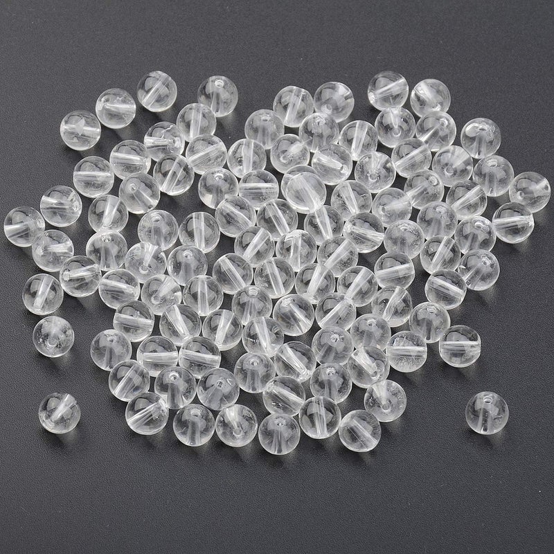LPBeads 100PCS 8mm Natural Clear Quartz Crystal Gemstone Round Loose Beads for Jewelry Making with Crystal Stretch Cord - Image 3