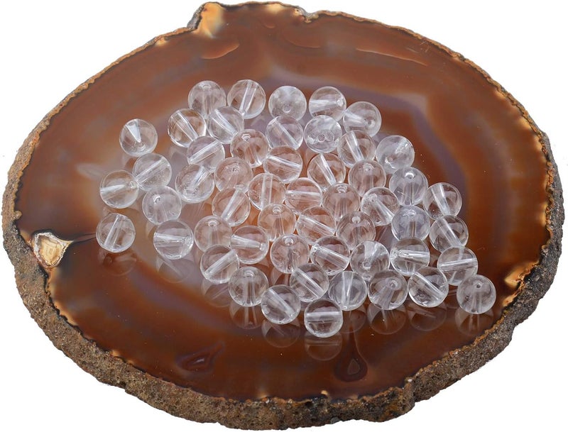 LPBeads 100PCS 8mm Natural Clear Quartz Crystal Gemstone Round Loose Beads for Jewelry Making with Crystal Stretch Cord - Image 1