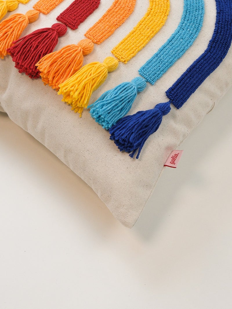 Galia Tasarım Rainbow Colored Tassel Punch Cushion Cover - Colorful - Image 3