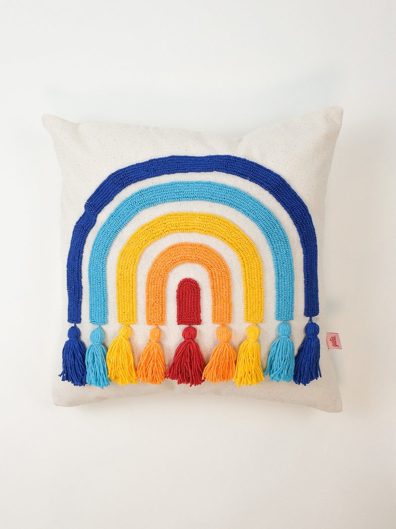 Galia Tasarım Rainbow Colored Tassel Punch Cushion Cover - Colorful - Image 1