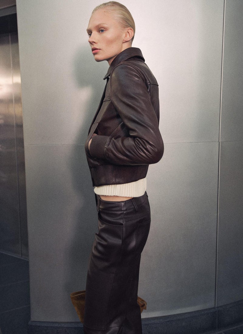 MANGO - Leather Bomber Jacket - Image 1