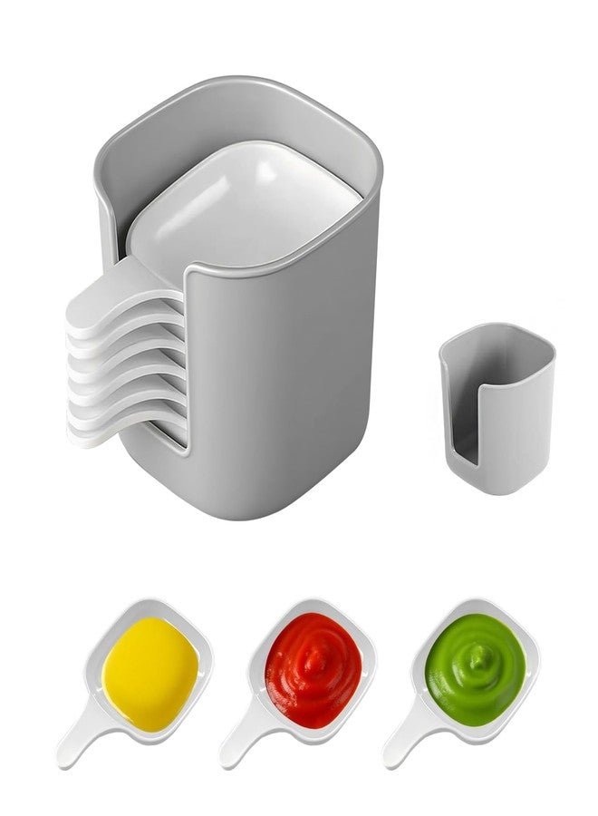 NUTSFLOW 6 Pack Dipping Sauce Plates with Storage Box – Stackable Plastic Condiment Dishes & Holder Set for Sauces, Snacks, Fruit & Appetizers, Portable & Reusable - Image 1