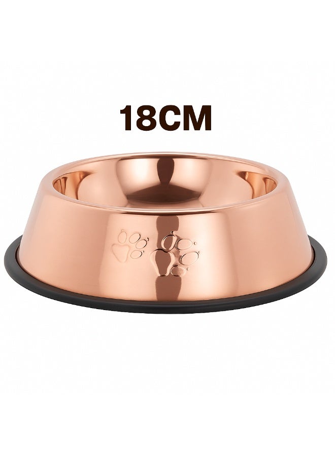 2Pcs Stainless Steel Cat and dog Bowls with Rubber Base Non-Slip Kitten Rabbit Puppy Dish, Pets Feeder Bowl, and Water Bowl rose - Image 3
