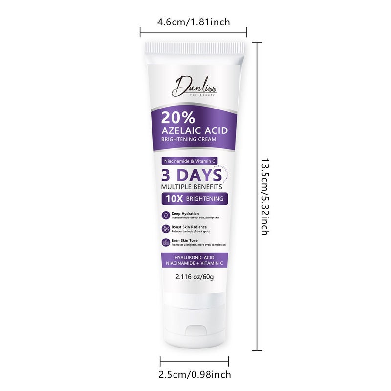 Danliss 20% Azelaic Acid Brightening Cream 60g (Niacinamide, Vitamin C, Hyaluronic Acid) - Image 5