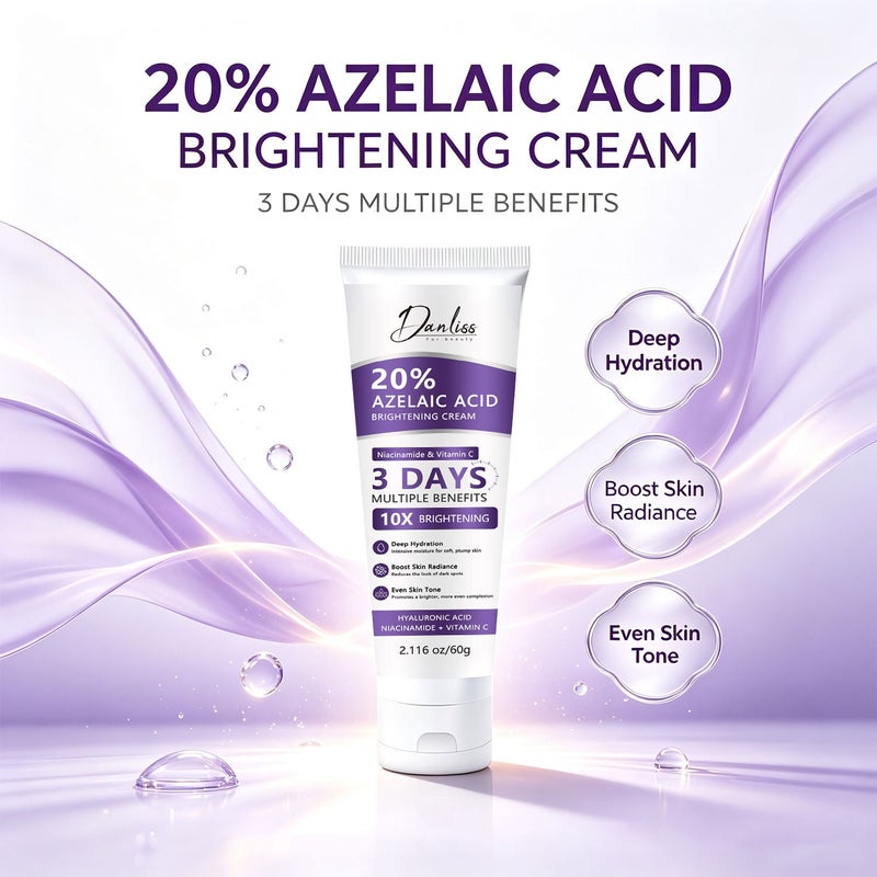 Danliss 20% Azelaic Acid Brightening Cream 60g (Niacinamide, Vitamin C, Hyaluronic Acid) - Image 2