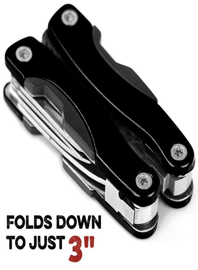 ناك أداة متعددة الاستخدامات ١١ في ١ - أداة جيب قابلة للطي من الفولاذ المقاوم للصدأ مقاس ٣ بوصات مع حقيبة حمل من ناك (أسود) - Image 2