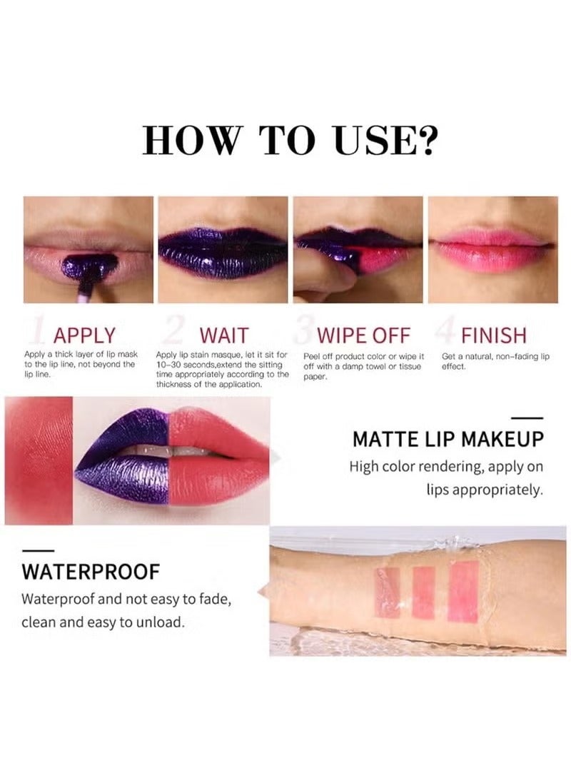 lakerain New Peel Off Lip Stain,3 Colors Peel Off Lip Stain Lip Tint Set, Long Lasting Peel Reveal Lip Stain, Matte Nude, Nonstick Cup, Peel-Off Lip Gloss Mask Tint Pack Celebrating Beauty for Women and Girls  - Image 5