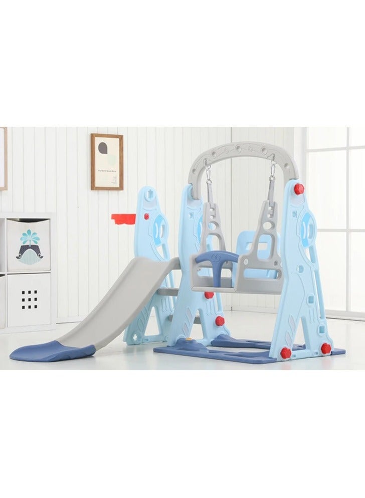 فول جوي مجموعة ملعب داخلي وخارجي للأطفال الصغار، مجموعة زحليقة وأرجوحة  3 في 1 للأطفال، مجموعة لعب زحليقة وأرجوحة مستقلة للأطفال مع طوق كرة سلة - Image 2