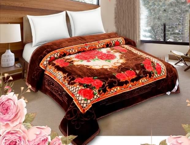 Bezzilish Home Bezzilish Home Korean Wedding Bedding Set Cloudy 4 Piece Blanket Set 1 Blanket with 1 Bedsheet and 2 Pillow Covers Special for Newly Married Couple with Fancy Bag Packaging Multicolor_05 