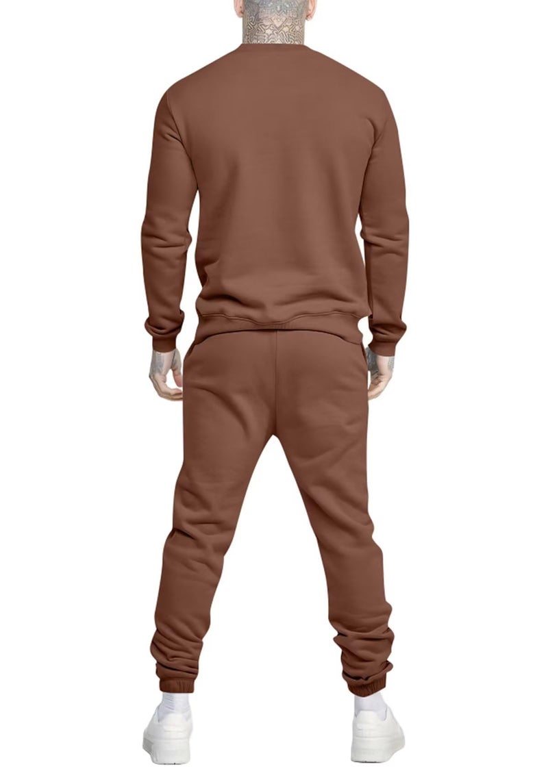Uni Clau Men's Casual Tracksuit Athletic Sweatsuits Long Sleeve 2 Piece Outfit Running Jogging Sport Suit Sets Brown L - Image 4