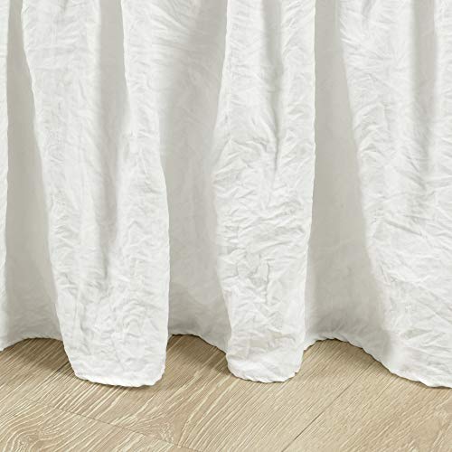 Lush Decor Ruched Ruffle Elastic Easy Wrap Around Bed Skirt Single Queen/King/Cal King Off White - Queen Bed Skirt - Dust Ruffle - Cream Bedskirts - Image 4