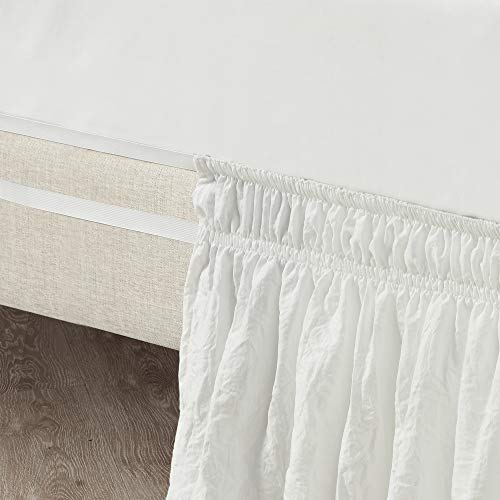 Lush Decor Ruched Ruffle Elastic Easy Wrap Around Bed Skirt Single Queen/King/Cal King Off White - Queen Bed Skirt - Dust Ruffle - Cream Bedskirts - Image 5