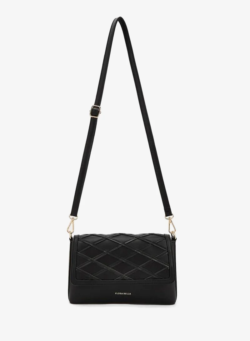 Flora Bella By Shoexpress BLACK Textured Crossbody Bag With Detachable Strap for Women | Best Price UAE