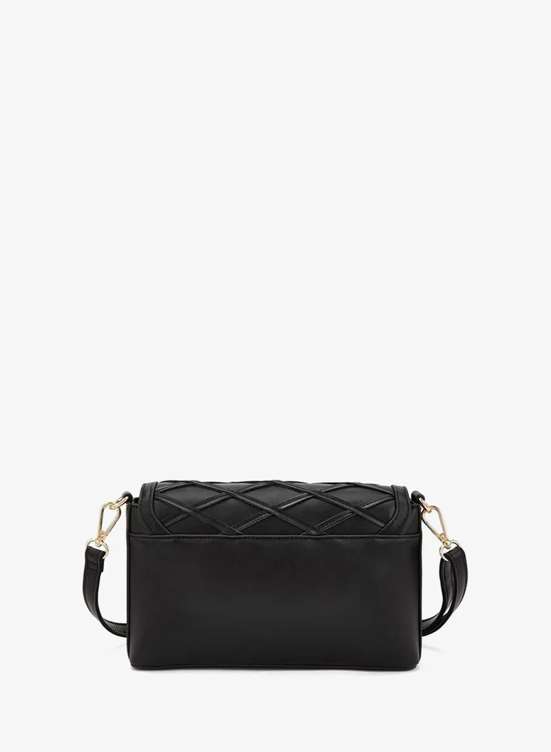 Flora Bella By Shoexpress BLACK Textured Crossbody Bag With Detachable Strap for Women | Best Price UAE