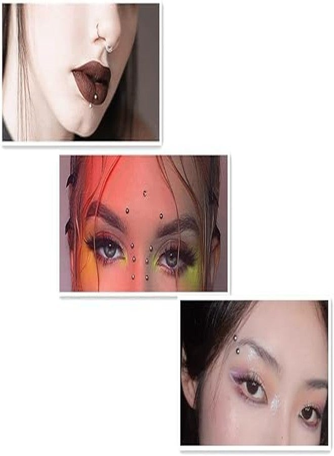 JFORYOU Fake Eyebrow Ring Fake Lip Labret Studs Replacement Balls Spike with 100pcs Sticker Non-Piercing Fake Nose Rings Hoop Body Jewelry Fake Skin Piercing 3mm 4mm 5mm - Image 5