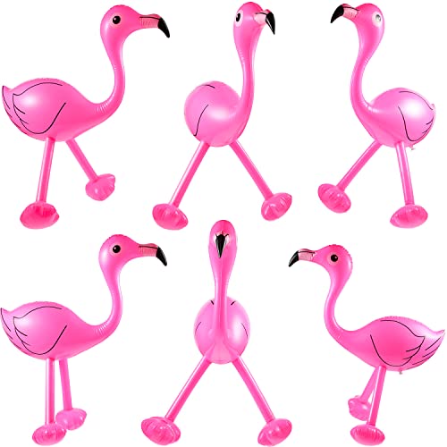 Yaomiao Inflatable Pink Flamingo Summer Beach Luau Birthday Party Accessories for Outdoor Indoor Hawaiian Party Decoration(6 Pieces) - Image 1