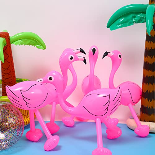 Yaomiao Inflatable Pink Flamingo Summer Beach Luau Birthday Party Accessories for Outdoor Indoor Hawaiian Party Decoration(6 Pieces) - Image 2