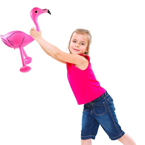 Yaomiao Inflatable Pink Flamingo Summer Beach Luau Birthday Party Accessories for Outdoor Indoor Hawaiian Party Decoration(6 Pieces) - Image 3