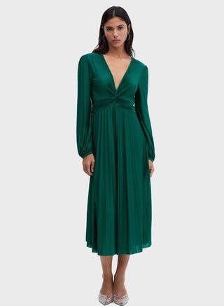 Emerald Pleated Dress