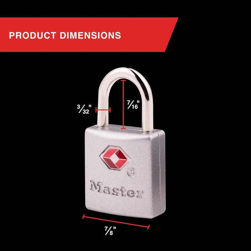 Master Lock TSA-Accepted Keyed Luggage Padlocks - 4 Pack, 7/8 in. Wide - Image 2